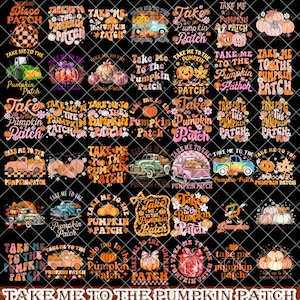 Breng me naar de Pumpkin Patch-bundel, png-bundel, Coquette Fall, retro groovy preppy seersucker, grillig kader, trendy sublimatie png