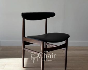 Dining Chairs with Upholstered Backrest & Teak Frame | Mid-Century Modern Wooden Chair | Handmade Minimalist Seating