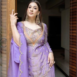 Presenting New Designer Collection In simar silk With Embroidery Work Top-Bottom And Dupatta Set Fully Stitched Ready To Wear
