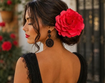 Flamenco Rote Rose Haarspange, Große Spanische Stil Blume, Spanische Tanz Rose, Romantische Haarschmuck Blume