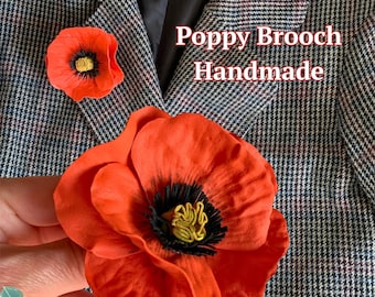 Broche de amapola en memoria de los veteranos - Pin conmemorativo de flor roja, joyería hecha a mano para el Día de los Veteranos, regalo del Día de la Amapola, símbolo de la memoria