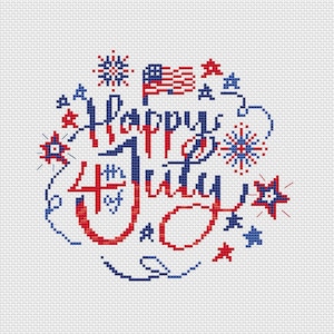 4th of July Cross Stitch Pattern – Patriotic USA Independence Day Cross Stitch | Instant Download PDF | Modern Hand Embroidery Design