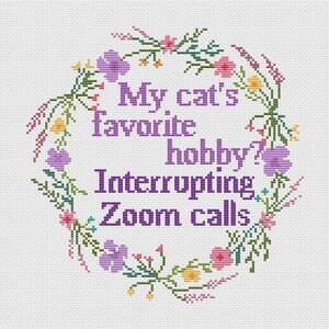 Cat Quote Cross Stitch Pattern | Funny Saying Cross Stitch | Floral Wreath Pattern PDF | Snarky Cat Lover Cross Stitch PDF