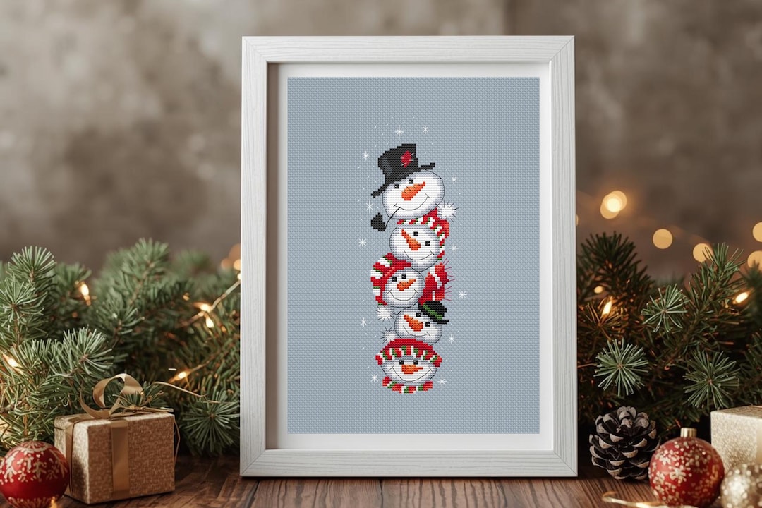 Christmas Snowmen Cross Stitch Pattern | Cute Xmas Easy Pdf | Instant ...