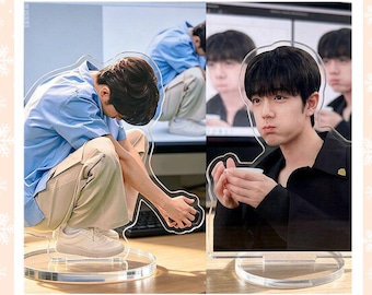 Xiao Zhan Fun Pose Acrylic Standee,crouching pose, pouty face , Cute Desk Decor