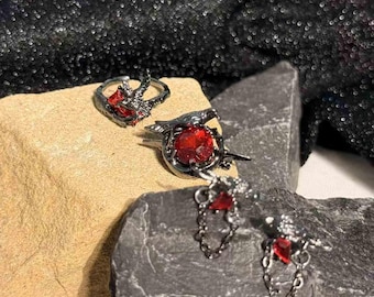 Love and Deep Space Sylus Crow Brooch Crow Ring Earrings Handmade Accessories,カラスのブローチ,Sylus Crow Jewelry Set.