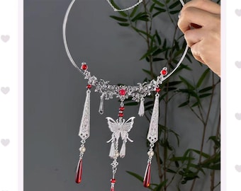 Heaven Official's Blessing Butterfly Themed Hanfu Necklace,  TGCF Inspired Jewelry,Xie Lian & Hua Cheng