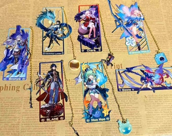 HONKAI STAR RAIL Metal Bookmark, Anime Reader Gift, Anime Metal Bookmark for Diaries and Books, Comic Periphery, Fan Production.
