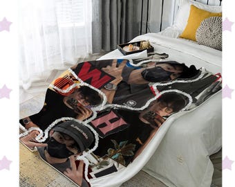 Dylan Wang Printed Flannel Blanket，Afternoon air tune,warm winter blanket, soft cozy fabric