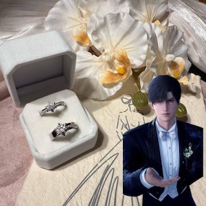 Zayne, Love and Deepspace 100 Affinity Rings, Sylus, Caleb, Rafayel, Xavier, fede nuziale di coppia, anello regolabile a forma di fiocco di neve.