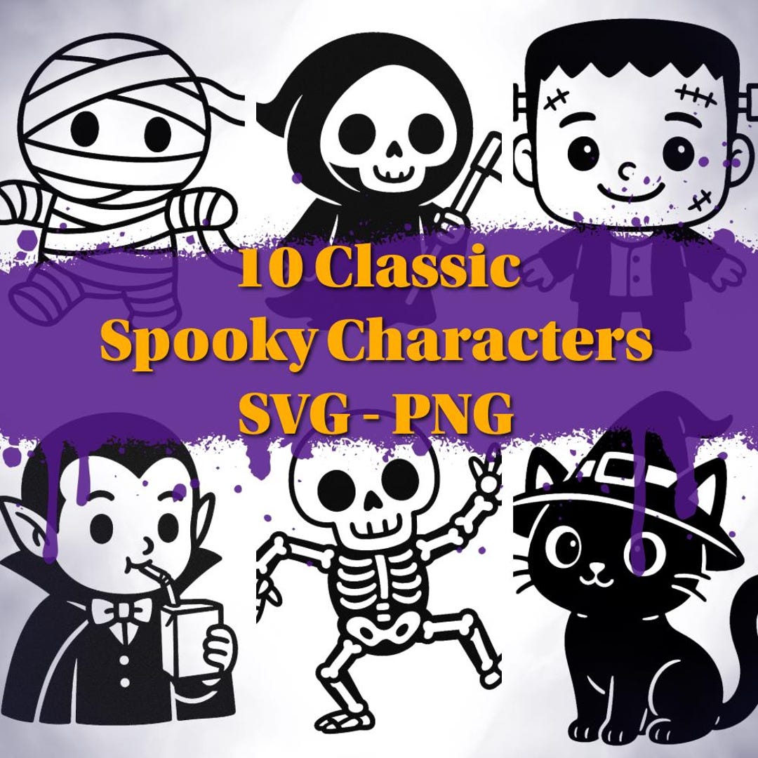10 Classic Spooky Characters - SVG & PNG - Transparent Backgrounds - Etsy