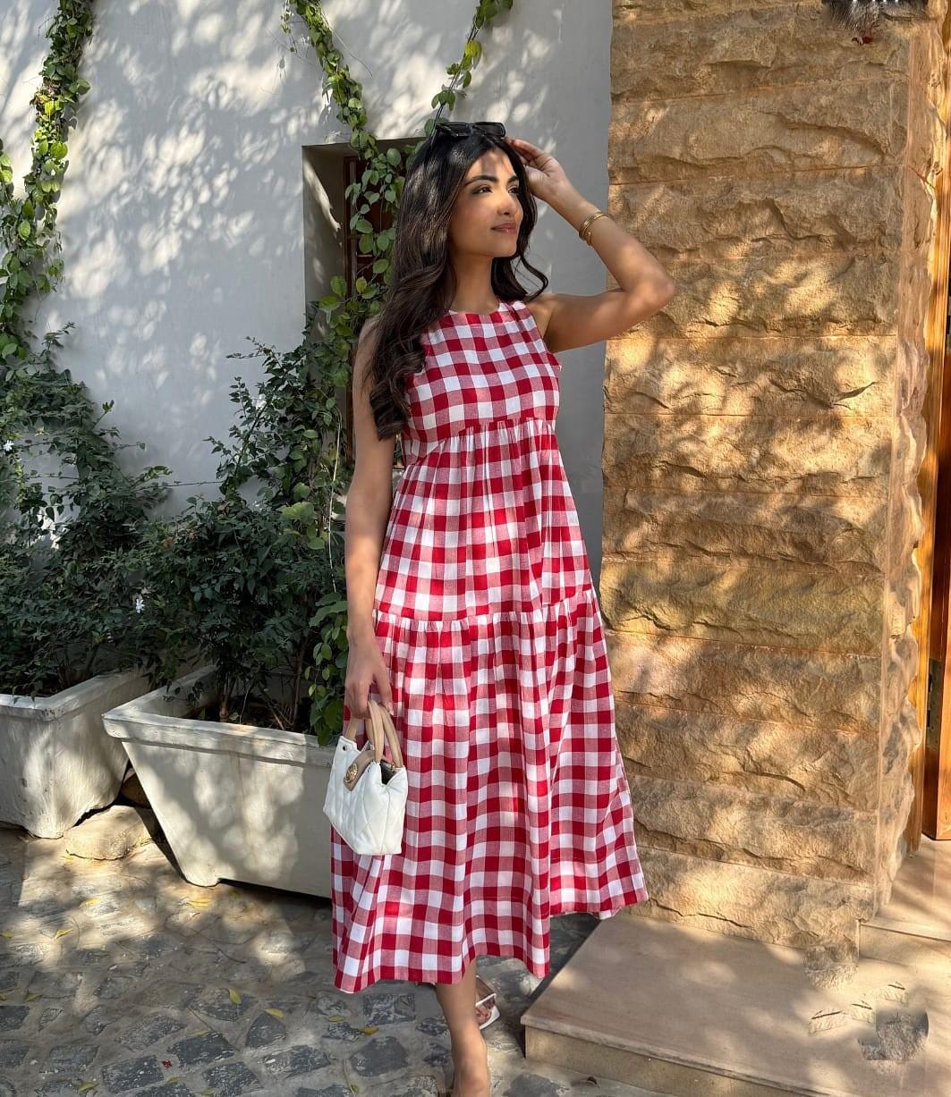 Red Checkered Dress - Etsy