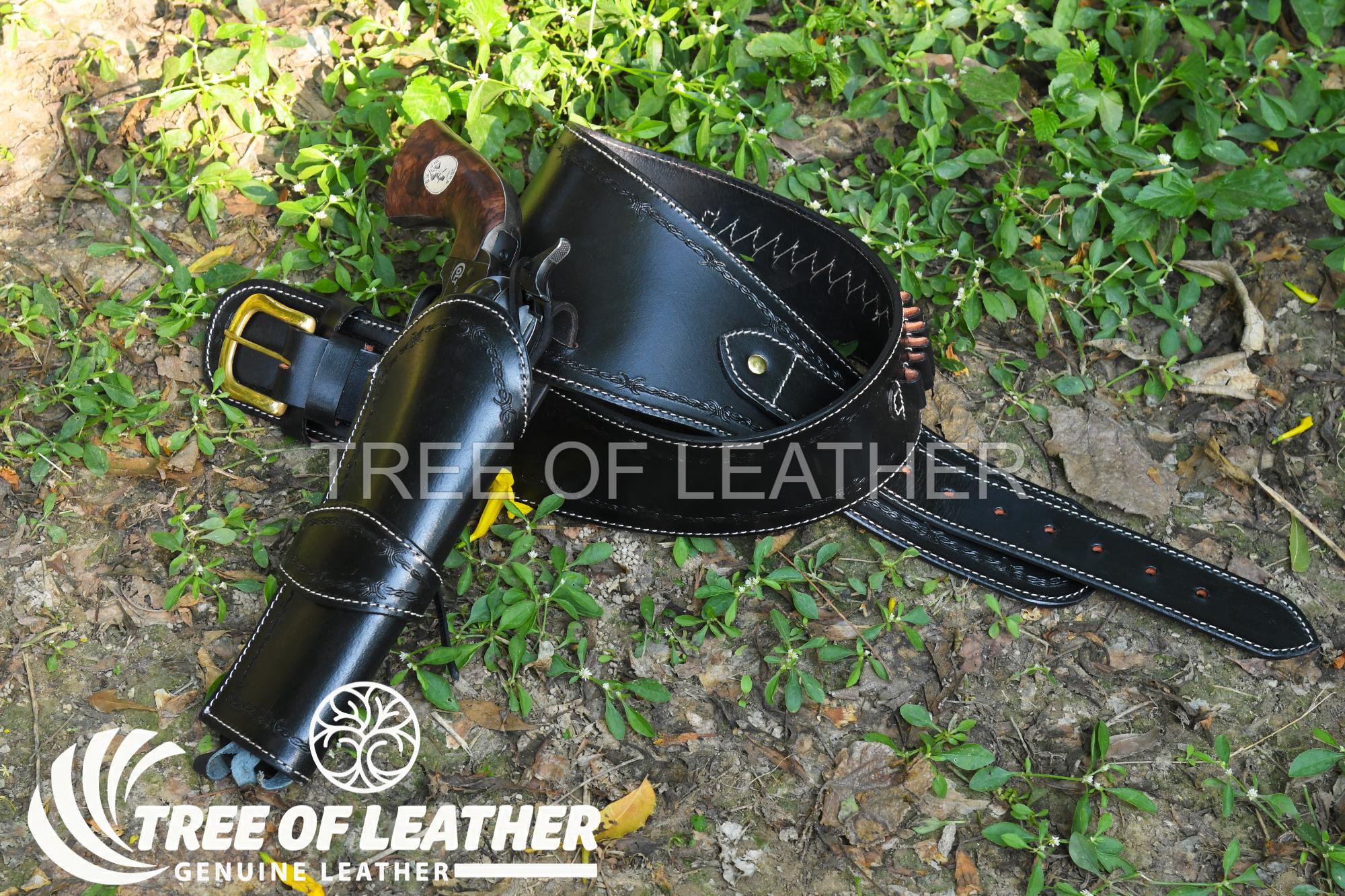 Fastest Sass Rig Handmade Cowhide Leather Revolver Holster & Cartridge Belt - Western ...