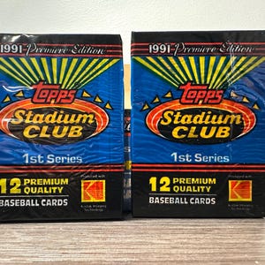 1991 Topps Stadium Club Baseball Cards Pack | Series 1 Premier Edition | Unopened Vintage MLB Trading Cards | 12 Cards Per Pack