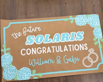 Custom Hand-Painted Engagement Party Banner: Personalized Celebration Decor