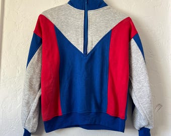 90s Colorblock Half Zip Pullover - ChinaWear Vintage Sweatshirt