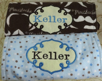 2 Personalized Burp Cloths Gift Set for Baby Shower