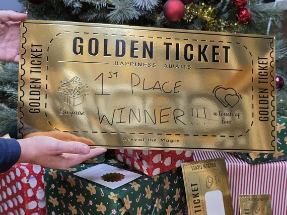 Giant Large Customizable Golden Ticket Card Over 22