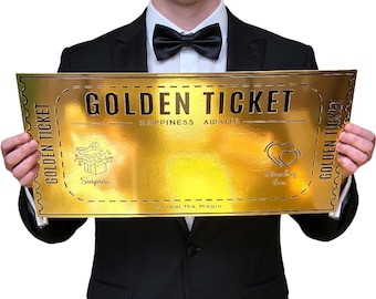 Giant Large Customizable Golden Ticket Card Over 22