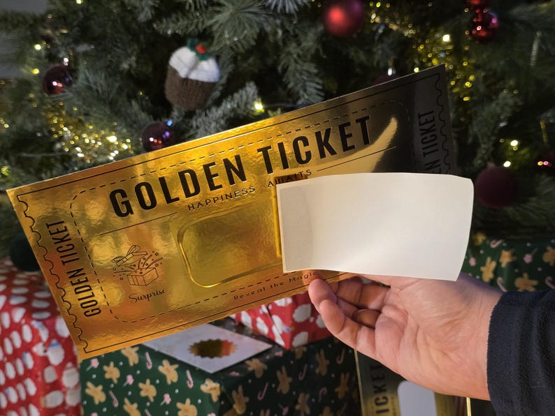 LARGE Golden Ticket Scratch off Gift Cards - Surprise Gift Announcement ...