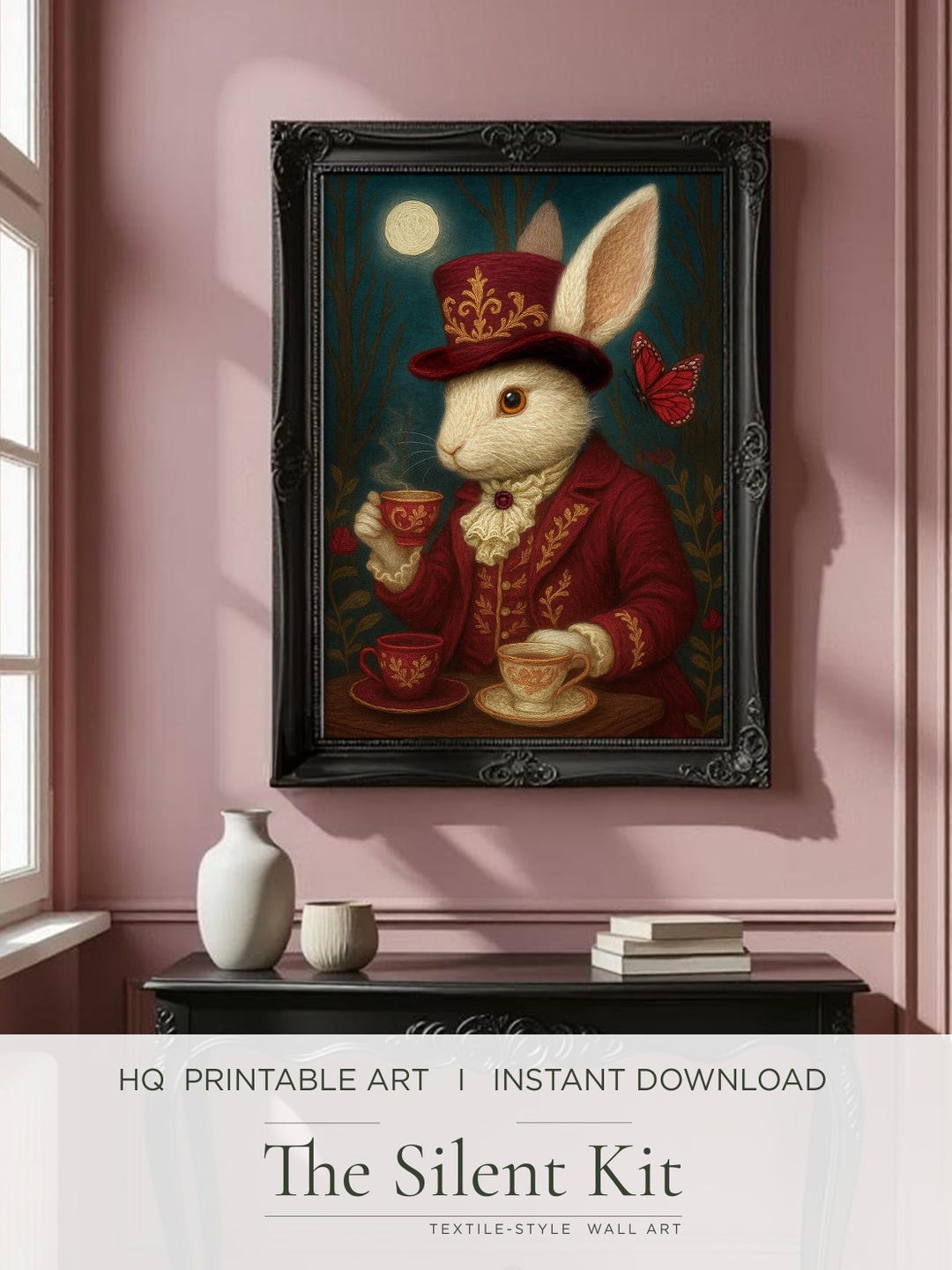 White Rabbit Alice in Wonderland Wall Art – Dark Academia Gothic Decor ...