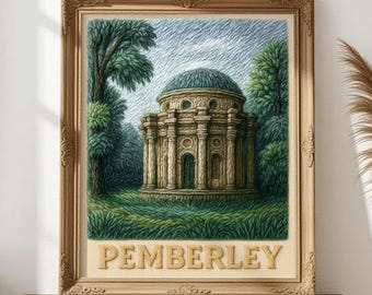 Pemberley Temple Art Print: Pride and Prejudice Cottagecore Decor (Digital Download)