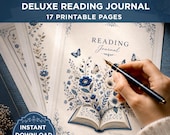 Reading Journal 2026 Bundle Printable | Bookshelf Tracker, Book Review & Yearly Reading Log | Vintage Embroidery-Inspired 17 Printable Pages