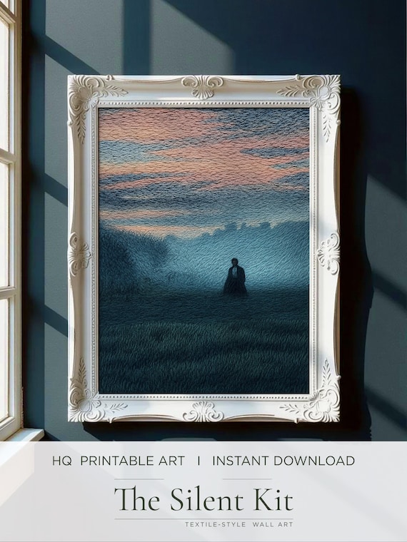 Mr. Darcy in the Mist Art Print, Pride and Prejudice Wall Art, Cottagecore Decor, Moody-landscape-art (Digital Download)