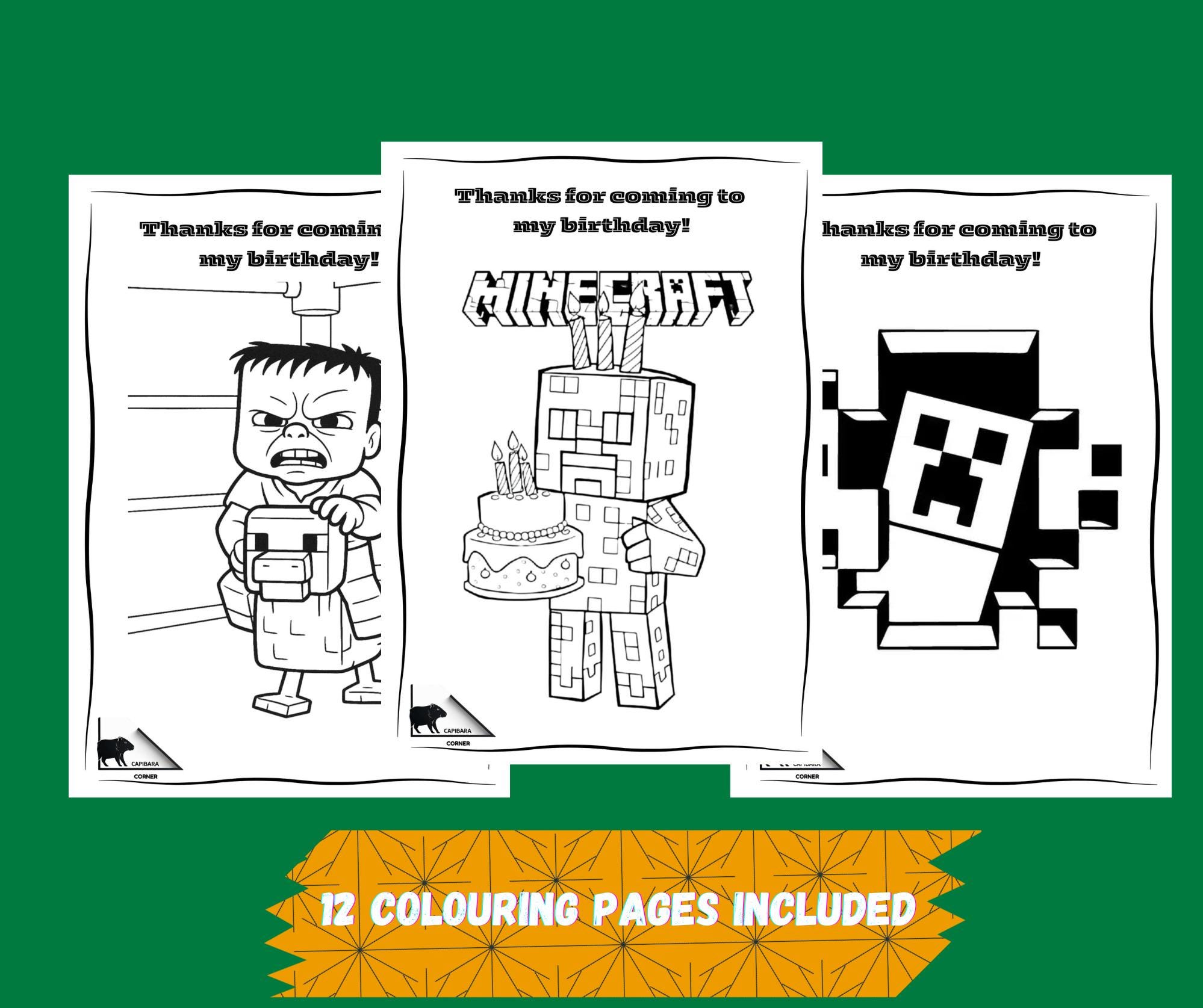 2 Personalized Minecraft Birthday Activity Placemat (digital Download ...