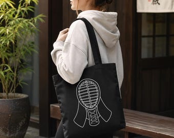 Kendo Helmet Illustration Tote Bag | Martial Arts, Dojo Gear