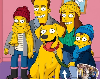 Custom Simpsons Portrait from Photo, Personalized Family Cartoon, Simpsons Style Couple Gift, Funny Yellow Avatar, Birthday Gift Idea