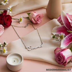 Collar con nombre personalizado, collares con letras y nombre chapados en oro de 14 k, collar con nombre personalizado, regalo del Día de la Madre, regalo para ella, regalo de cumpleaños