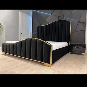 Luxury Round shape Tufted Bed Frame Mahadev Tall Wingback - Modern Velvet Tufted California King Queen Full Twin Home decor bedroom set