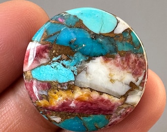 Natural Mohave Turquoise Cabochon Gemstone For Jewelry Making (29x29x6MM, 28.00Cts).