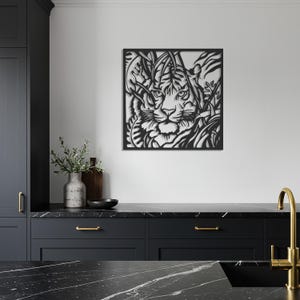 Décoration murale en métal tigre : décoration minimaliste d&#39;animaux de la jungle