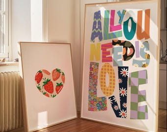 All You Need Is Love Print Set: Nursery Decor, Heart Illustration (Digital Download)