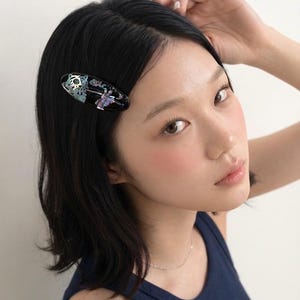 Pince à cheveux tigre en nacre coréenne : accessoire fait main inspiré du hanbok, 나전칠기