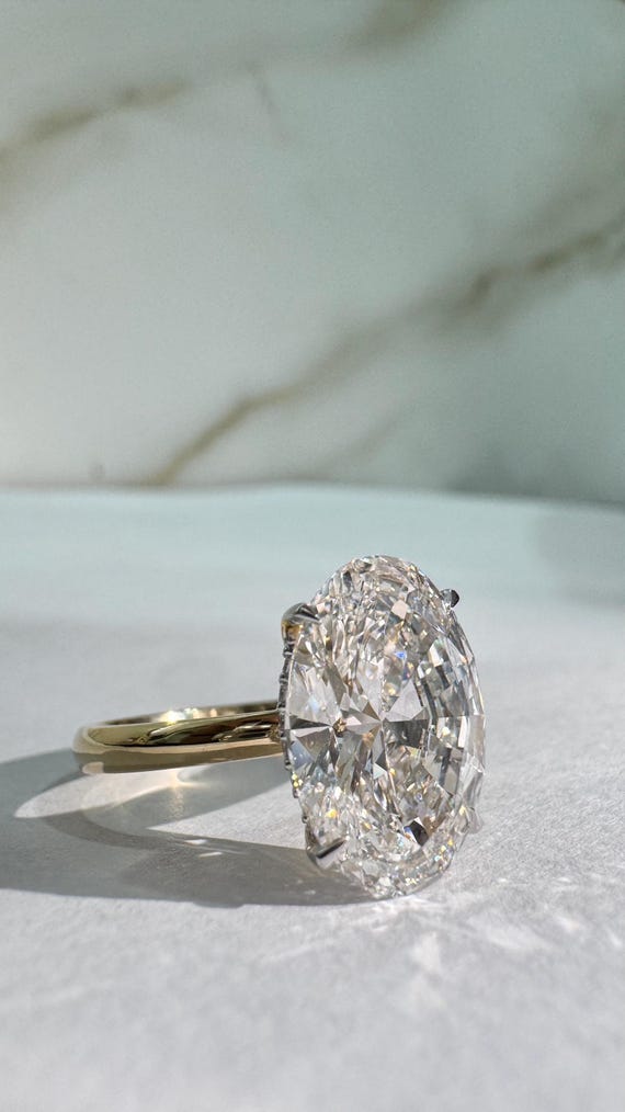 5 CT Oval Lab-Grown Diamond Engagement Ring: Yellow Gold Solitaire | Free Stud Earrings | Complimentary Gift