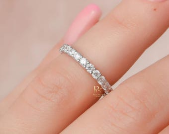 3.0 MM Round U Prong Diamond Eternity Band | Lab Grown Stackable Wedding Ring | Dainty Anniversary Ring | Gold Custom Made |  Stack Ring