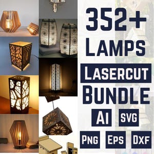 352+ Lampen Laser Cut Files Bundel, Lampenbundel, 3D & 2D Patronen, lasercut, CO2, CNC, Waterjet, Hout, Metaal, Glas, ai, svg, dxf, eps, png