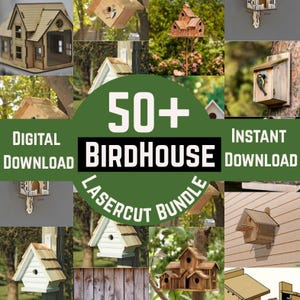 50+ Birdhouse Laser Cut Files Bundle, BirdHouse Bundle, 3D & 2D Patterns, , CO2, CNC, Waterjet, Wood, Metal,glass Svg, Dxf, Eps, Png