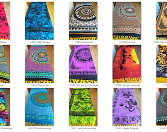Verschiedene Lunghi Sarong Pareo Dhoti Wickeltuch Dekotuch aus Viskose mit Fransen
