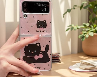 Lucky Cat Samsung Galaxy Z-hoesje | Cute Pink Kitty-beschermhoes voor Flip 7 7FE 6 5 4 3 W24 W23