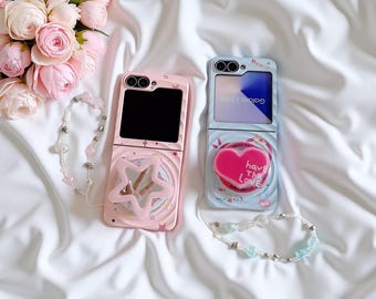 Kawaii Star Heart Samsung Z Flip Case: MagSafe Magnetic Phone Cover