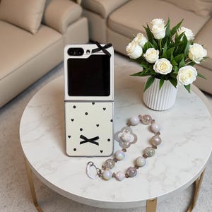 Kawaii Black Bow Polka Dot Samsung Galaxy Z Flip Case | Cute Romantic Protective Cover for Flip 7 7FE 6 5 4 3 W23 W24