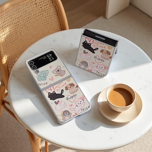 Cute Little Animals Samsung Galaxy Z Flip Case | Adorable Cartoon Protective Cover for Flip 7 7FE 6 5 4 3 W23 W24 W25