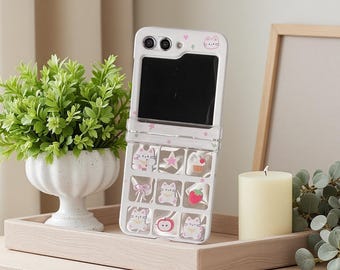 Samsung Galaxy Z-flipcase met cartoonkat | Zachte beschermende telefoonhoes