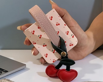 Cherry Pink Samsung Z Flip Case: Kawaii Grip Strap Cover