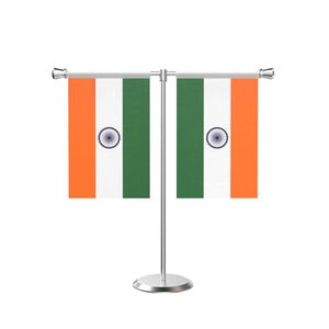T-Shaped Table Flag with Stainless Steel Stand—4x6 Inch Silk Polyester | Desk Flag for Office, Home & National Events