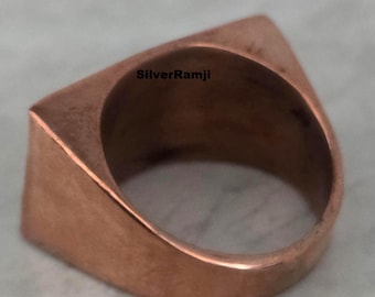 Anillo bohemio con sello de cobre, anillo de sello de cobre puro, anillo de banda de cobre, anillo de cobre hecho a mano, anillo para artritis, joyería de cobre macizo, anillo delicado
